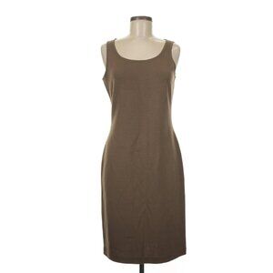 St John Santana Knit Brown Sleeveless Sheath Dress Scoop Neck Women’s 12